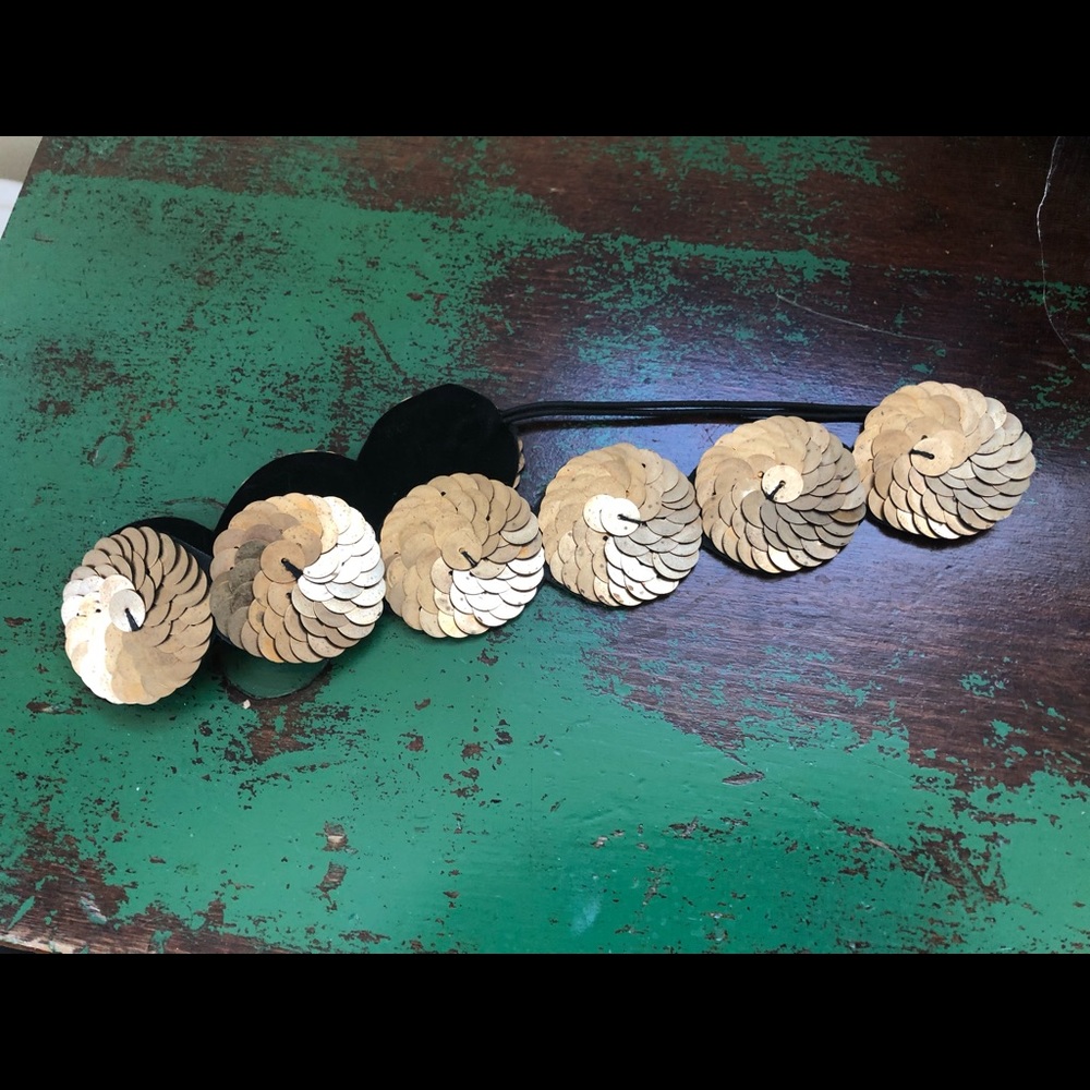 Gold Sequin Headband w/ Circular Details